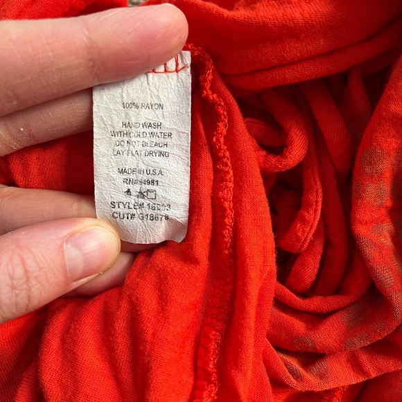 Forever 21 Neon Orange Rayon Shirt, Made in USA, Size Medium - Picture 4 of 5